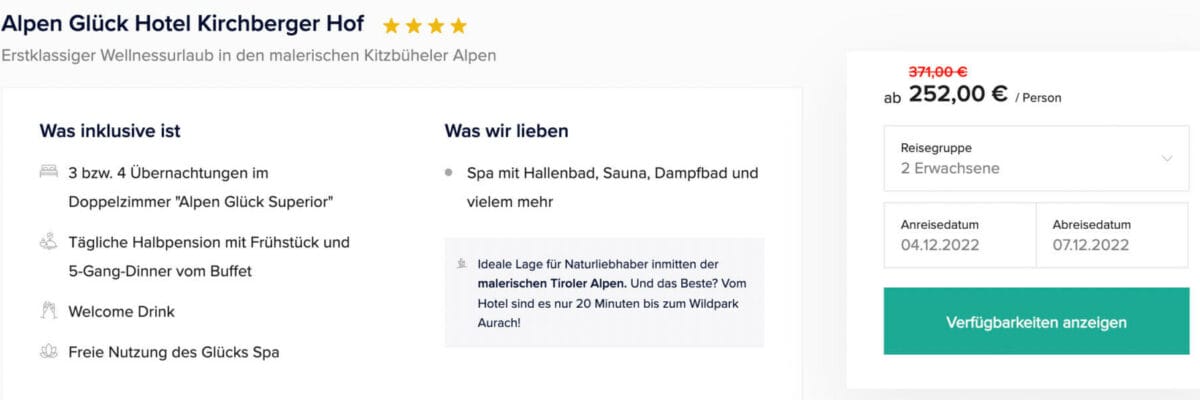 Alpen Glück Hotel Kirchberger Hof Angebot