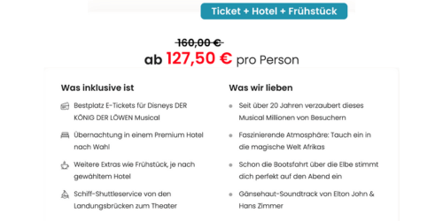 König der Löwen Hamburg Angebot mit Hotel König der Löwen Hamburg Angebot mit Hotel