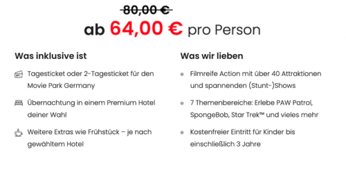 Movie Park Germany Angebot mit Übernachtung Movie Park Germany Angebot mit Übernachtung